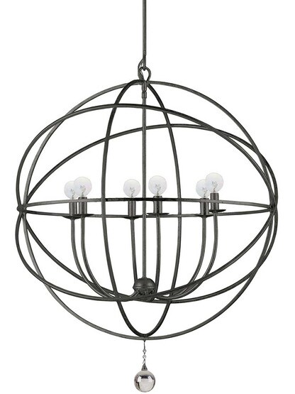 Solaris III 6-Light Chandelier in English Bronze.